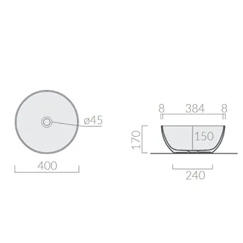 Dream lavabo a bacinella da appoggio 40 bianco opaco codice prod: 7307MT product photo Foto1 L2