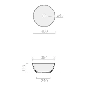 Dream lavabo appoggio d40 tondo bianco codice prod: 7307 product photo Foto3 L2