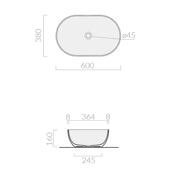 Dream lavabo da appoggio 60x38 bianco lucido codice prod: 7308 product photo Foto3 L2