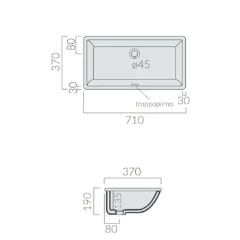 Lavabo incasso sottopiano 71x37 serie Denise codice prod: 2036 product photo Foto1 L2