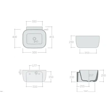 Lola lavabo sospeso 50x45,5 bianco lucido monoforo codice prod: 7501 product photo Foto1 L2