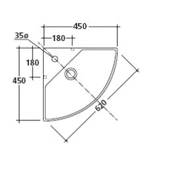 M2 lavabo angolo 1 foro 45x45 sospeso bianco codice prod: 5202 product photo Foto1 L2