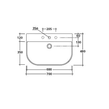 M2 lavabo sospeso o a colonna 70x48 bianco lucido monoforo codice prod: 5206 product photo Foto1 L2