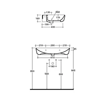 M2 lavabo sospeso o a colonna 70x48 bianco lucido monoforo codice prod: 5206 product photo Foto2 L2