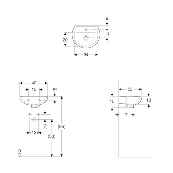 Colibr&igrave; lavabo sospeso 40x33 bianco lucido monoforo codice prod: 500.911.00.1 product photo Foto1 L2