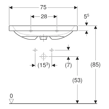 Icon Light lavabo 75x48 bianco lucido monoforo codice prod: 501.835.00.1 product photo Foto1 L2