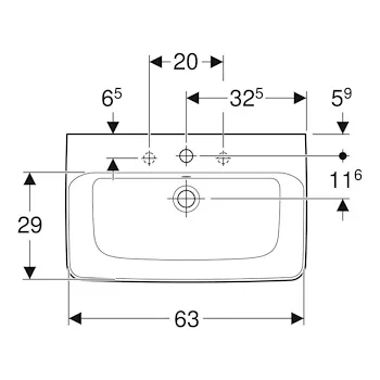 Selnova Compact lavabo sospeso 63x40 bianco lucido monoforo codice prod: 501.890.00.7 product photo Foto1 L2