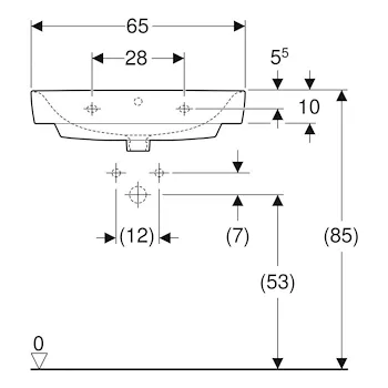 Selnova Compact lavabo sospeso 63x40 bianco lucido monoforo codice prod: 501.890.00.7 product photo Foto2 L2