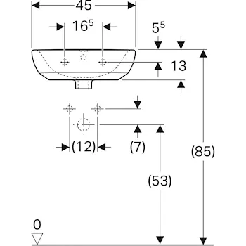 Selnova lavabo 45x17 bianco lucido monoforo codice prod: 500.324.01.7 product photo Foto1 L2