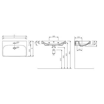 Smyle Square lavabo da appoggio/sospeso 60x46 bianco lucido codice prod: 500.229.01.1 product photo Foto1 L2