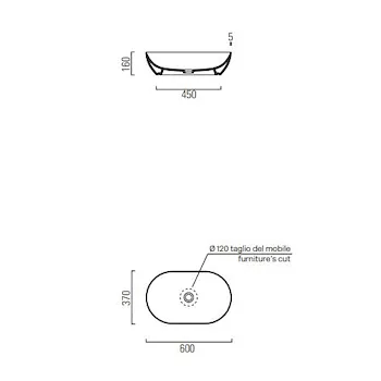 Pura 60/ta lavabo appoggio 60x37 bianco lucido 11 codice prod: 883411 product photo Foto2 L2