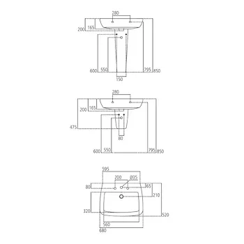 21 lavabo 68x52 bianco lucido monoforo codice prod: T015401 product photo Foto1 L2