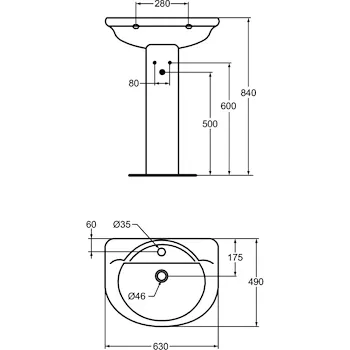 Esedra lavabo 63x50 bianco lucido monoforo codice prod: G906361 product photo Foto1 L2