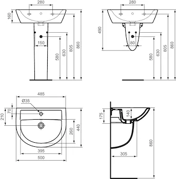 Eurovit lavabo da appoggio 50x17,5 bianco lucido codice prod: W332801 product photo Foto1 L2