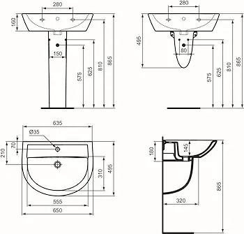 Eurovit lavabo da appoggio 65x18 bianco lucido codice prod: W332201 product photo Foto4 L2