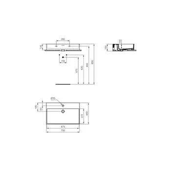 Extra lavabo da appoggio con foro troppopieno 70X45 bianco codice prod: T372801 product photo Foto4 L2