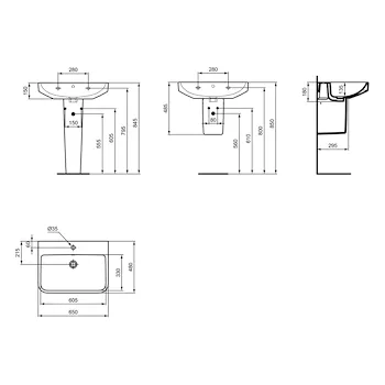 I.Life B lavabo da 65 cm bianco codice prod: T460601 product photo Foto4 L2