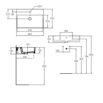 Strada lavabo 60x42 bianco lucido codice prod: K077801 product photo Foto1 L2