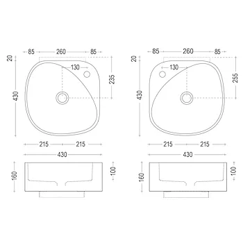 Elletre lavabo da appoggio 16x43 in ceramica bianco lucido monoforo codice prod: L3LCER.FLC product photo Foto3 L2