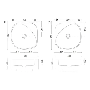 Elletre lavabo da appoggio 16x43 in ceramica bianco opaco monoforo codice prod: L3LCER product photo Foto3 L2