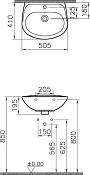 VITRA NORMUS lavabo bagno sospeso a Parete Larghezza 50 cm codice prod: 5079L003-0001 product photo Foto2 L2