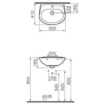 Vitra Normus lavabo sospeso 50x41 bianco lucido monoforo codice prod: 5079L003-0001 product photo Foto3 L2