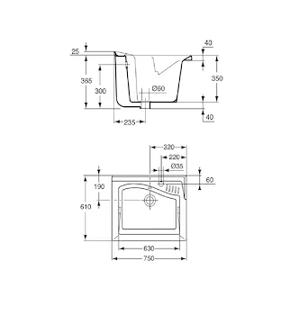 Lago lavatoio a incasso 75x61 bianco codice prod: T473201 product photo Foto1 L2