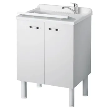 Arcobaleno lavatoio in nobilitato 60x60x85, con asse di lavaggio in PP e kit di scarico autopulente codice prod: 6007SK product photo Default L2