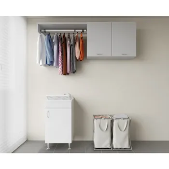 Eco lavatoio in nobilitato 45x50x85 senza cesto con asse di lavaggio e kit di scarico autopulente codice prod: 6006 product photo Foto1 L2
