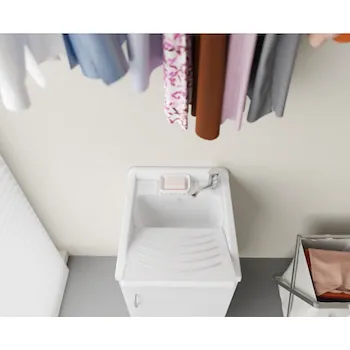 Eco lavatoio in nobilitato 50x50x85 senza cesto con asse di lavaggio e kit di scarico autopulente codice prod: 6003 product photo Foto3 L2