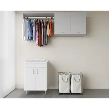 Eco lavatoio in nobilitato 60x50x85 senza cesto con asse di lavaggio e kit di scarico autopulente codice prod: 6002 product photo Foto1 L2