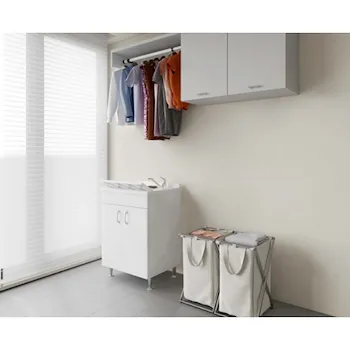 Eco lavatoio in nobilitato 60x50x85 senza cesto con asse di lavaggio e kit di scarico autopulente codice prod: 6002 product photo Foto2 L2