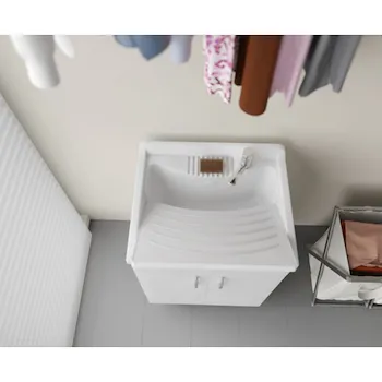 Eco lavatoio in nobilitato 60x50x85 senza cesto con asse di lavaggio e kit di scarico autopulente codice prod: 6002 product photo Foto3 L2