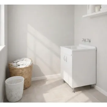 Eco lavatoio in nobilitato 60x60x85 senza cesto con asse di lavaggio e kit di scarico autopulente codice prod: 6007 product photo Foto1 L2