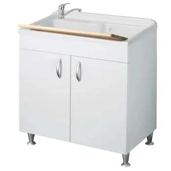 Eco lavatoio in nobilitato 80x50x85 senza cesto, asse di lavaggio in legno e kit di scarico autopule codice prod: 6010 product photo Default L2