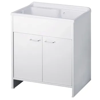 Garden lavatoio con ante battenti 80x50 in resina bianco codice prod: 9010K product photo Default L2