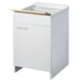 Lux lavatoio in nobilitato 45x50x85, con asse di lavaggio in legno, portabiancheria e kit di scarico codice prod: 7006LUX product photo Default L2