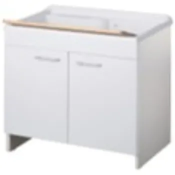 Lux lavatoio in nobilitato 80x50x85, con asse di lavaggio in legno, portabiancheria e kit di scarico codice prod: 7010LUX product photo Default L2