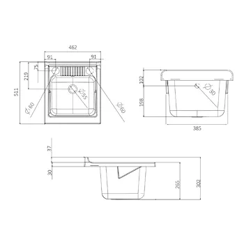 Mobile lavatoio nobilitato 85x45 con vasca in PP monoanta codice prod: 7006AK product photo Foto4 L2