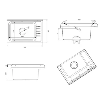 Mobile lavatoio PVC 85x58 con vasca in PP doppia anta rovere codice prod: 5005PKCR product photo Foto2 L2