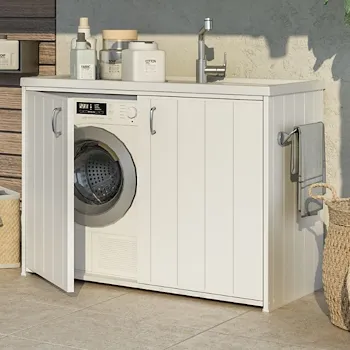 Silvestro lavatoio con coprilavatrice 109x60 in pvc bianco codice prod: 5008P product photo Foto1 L2