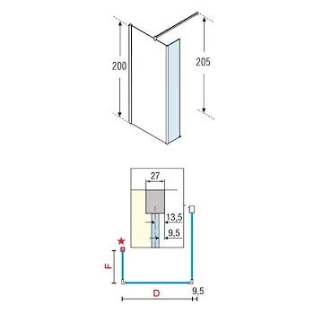 Kuadra h walk-in 137/140 vetro trasparente profilo cromato codice prod: KUADH140-1K product photo Foto2 L2