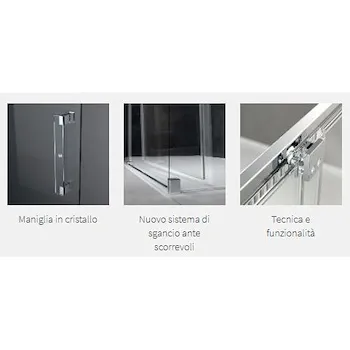Rose Rosse 2 ante porta scorrevole con fisso dx 116x122 profilo cromato e vetro trasparente codice prod: ROSE2P116D-1B product photo Foto2 L2