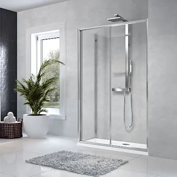 Star 2.0 2P parete doccia anta scorrevole e anta fissa 96x102 profilo bianco vetro serigrafato codice prod: STA22P96-11A product photo Default L2