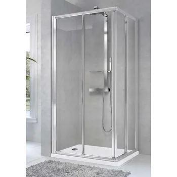 Star 2.0 parete doccia angolare 84x90 parte scorrevole e fissa profilo bianco e vetro in acrilico codice prod: STA2A84L-11A product photo Default L2