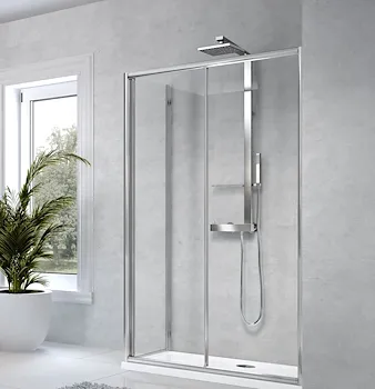 Star 2.0 parete doccia anta scorrevole e fissa 90x96 profilo bianco e vetro serigrafato codice prod: STA2A90L-11A product photo Default L2