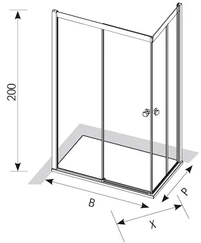 Hall soft 100x80 2scorr rev trasp/cro 2ante scorrev 2fissi angolo anticalcare codice prod: DSV15881 product photo Foto1 L2