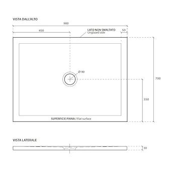 Folia piatto doccia 70x90 bianco lucido in ceramica codice prod: 1040 product photo Foto2 L2