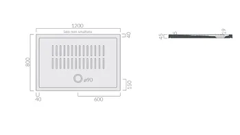 H4,5 piatto doccia 120x80 bianco lucido in ceramica codice prod: 1084 product photo Foto2 L2