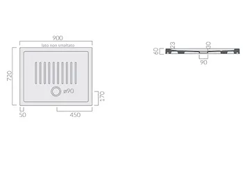 H6 piatto doccia 72x90 bianco lucido in ceramica codice prod: 1214 product photo Foto2 L2